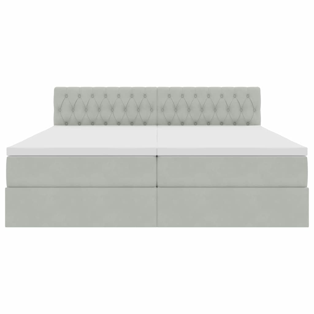 Postel s LED pásky s čelo Světle šedá 200 x 200 cm samet - obrázek 11