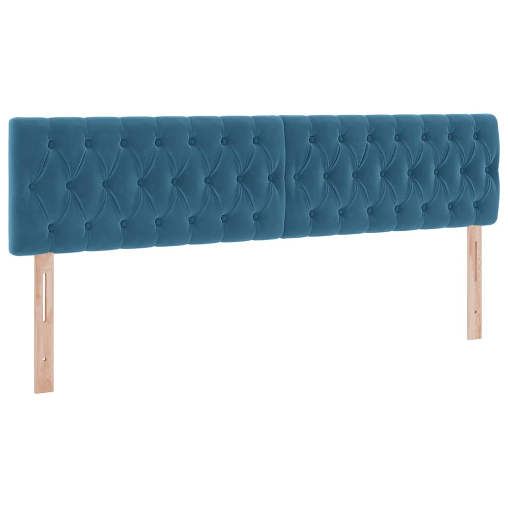 Postel s LED pásky s čelo Tmavě modrá 200 x 200 cm samet - obrázek 10