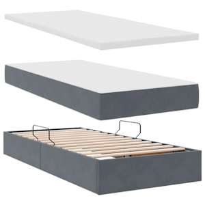 Postel s LED pásky s čelo Tmavě šedá 180 x 200 cm samet - obrázek 9