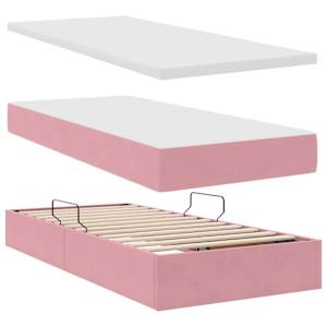 Postel s LED pásky s čelo s úložištěm Růžová 180 x 200 cm samet - obrázek 9