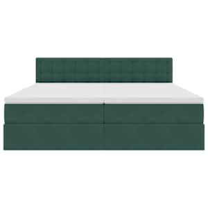 Postel s LED pásky s čelo Tmavě zelená 200 x 200 cm samet - obrázek 11