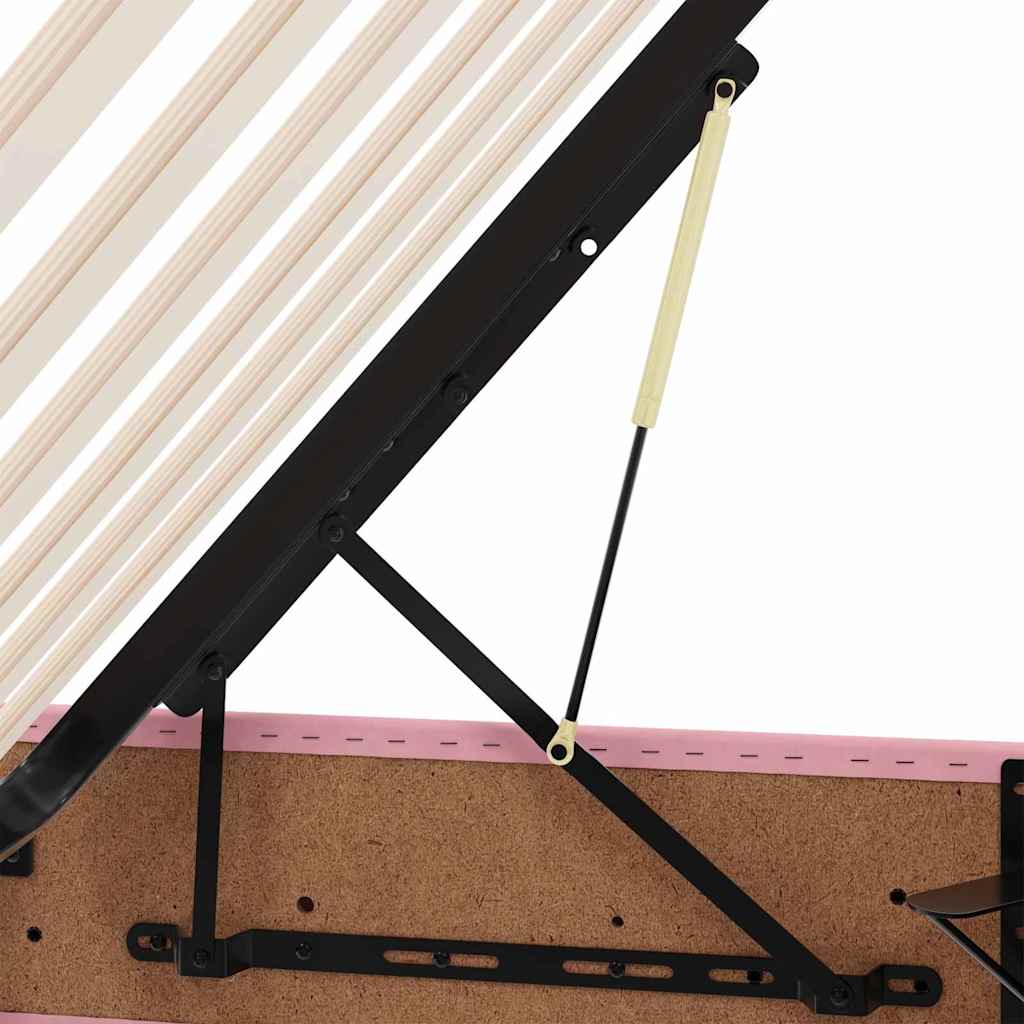 Postel s LED pásky s čelo s úložištěm Růžová 200 x 200 cm samet - obrázek 15