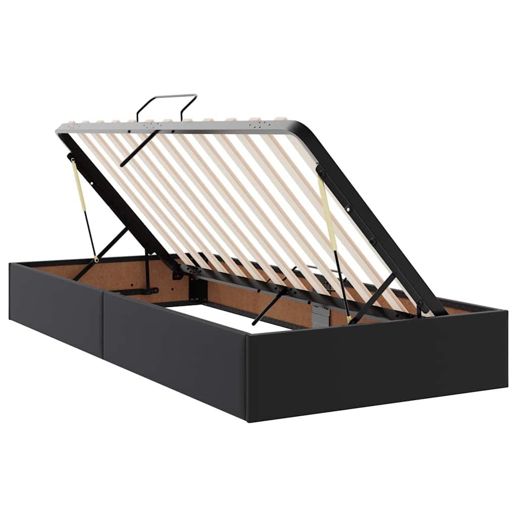 Postelja s shranjevanjem Črna 90 x 190 cm Umjetno usnje - slika 6