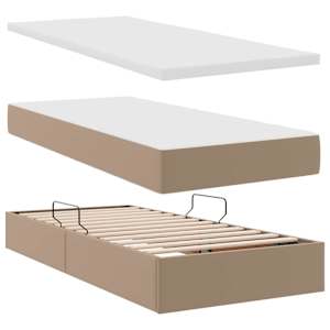 Postel s úložným prostorem Cappuccino 100 x 200 cm Umělá kůže - obrázek 8