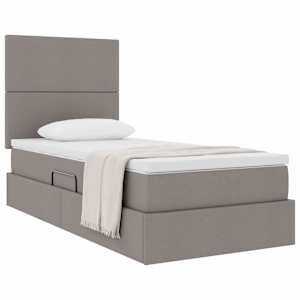 Postel s úložným prostorem a matrací s čelo Taupe 90 x 190 cm - obrázek 3