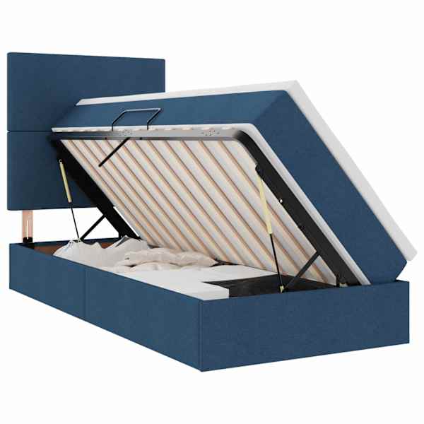 vidaXL Voodi hoiukohaga ja madratsiga peaga Sinine 100 x 200 cm kangas