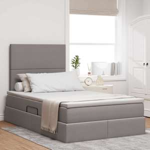 Postel s úložným prostorem a matrací Taupe 120 x 190 cm textil - obrázek 1
