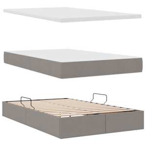 Postel s úložným prostorem a matrací Taupe 120 x 190 cm textil - obrázek 8