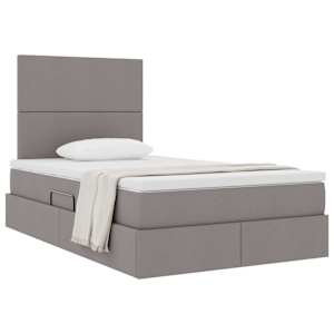 Postel s úložným prostorem a matrací Taupe 120 x 190 cm textil - obrázek 3