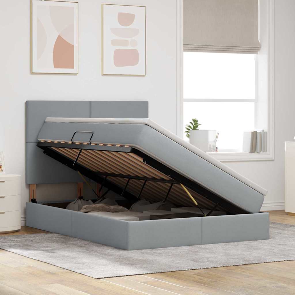 Laos voodi madratsiga peaga Helehall 140 x 190 cm Kunstnahk 4 Kõik vajalik sinu aeda ja koju! Laos voodi madratsiga peaga Helehall 140 x 190 cm Kunstnahk - Image 4