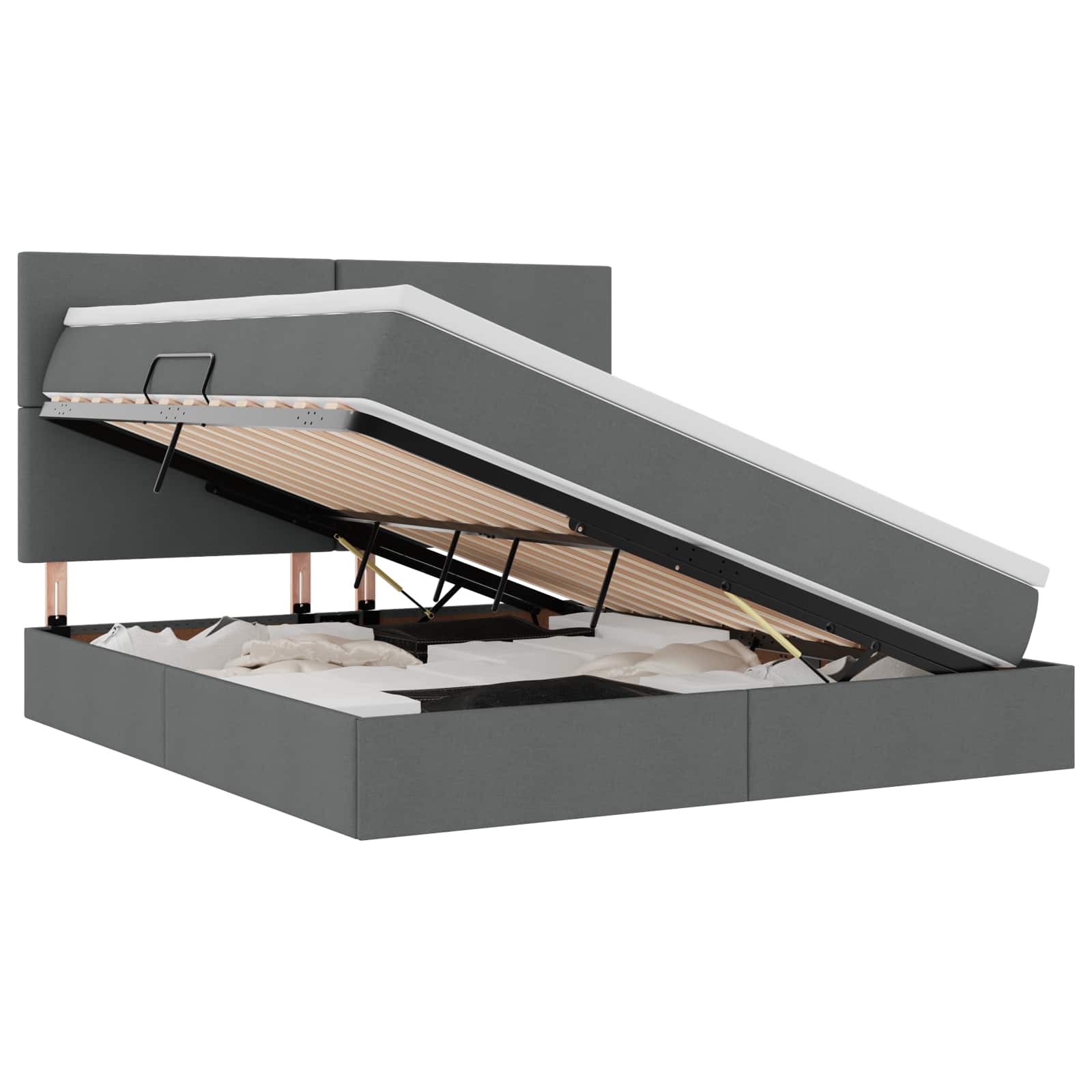 vidaXL Opslag bed met matras met opslag Donkergrijs 180 x 200 cm Stof grijs, foto 3