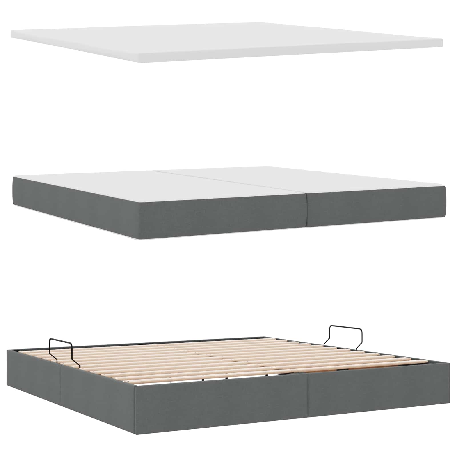 Postel s úložným prostorem a matrací Tmavě šedá 200 x 200 cm - obrázek 8
