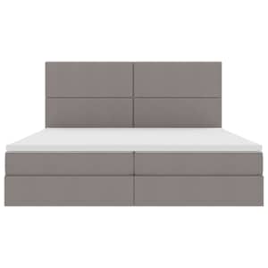 Postel s úložným prostorem a matrací s čelo Taupe 200 x 200 cm - obrázek 7