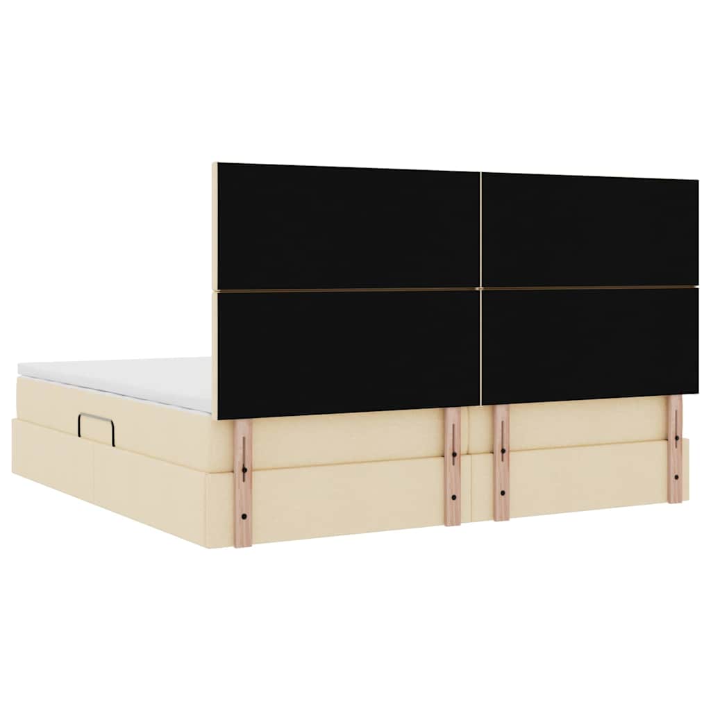 Postel s úložným prostorem a matrací Krémová 200 x 200 cm - obrázek 11