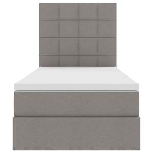 Postel s úložným prostorem a matrací s čelo Taupe 90 x 190 cm - obrázek 7