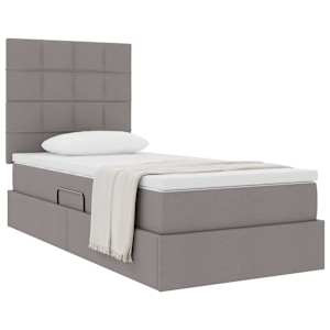 Postel s úložným prostorem a matrací s čelo Taupe 90 x 190 cm - obrázek 3