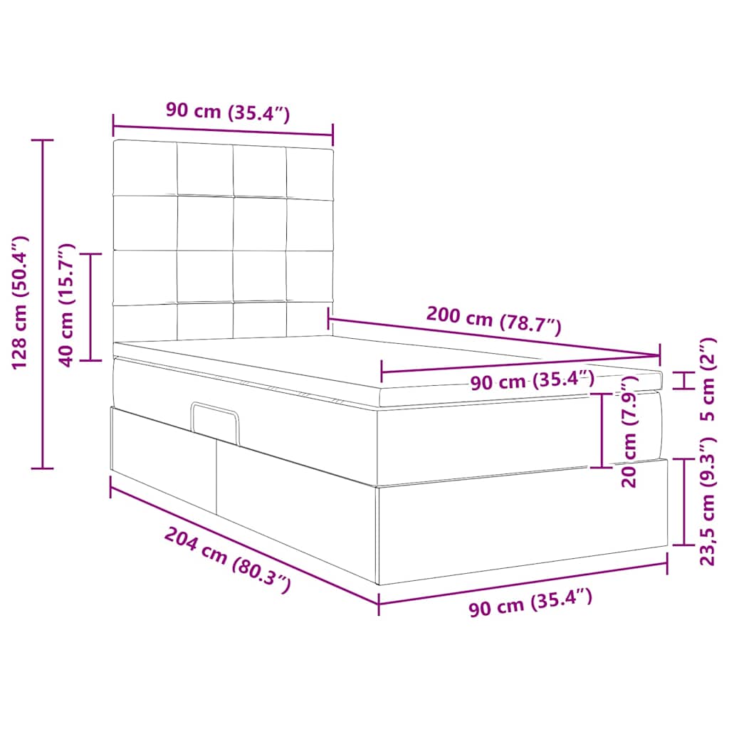 Postel s úložným prostorem a matrací s čelo Krémová 90 x 200 cm - obrázek 15