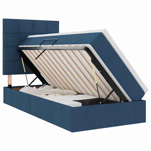 vidaXL Voodi hoiukohaga ja madratsiga peaga Sinine 100 x 200 cm kangas