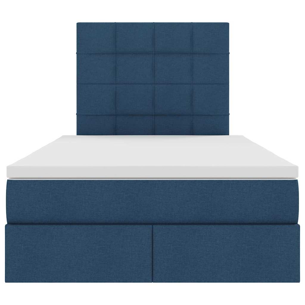 Postel s úložným prostorem a matrací Modrá 120 x 190 cm textil - obrázek 7
