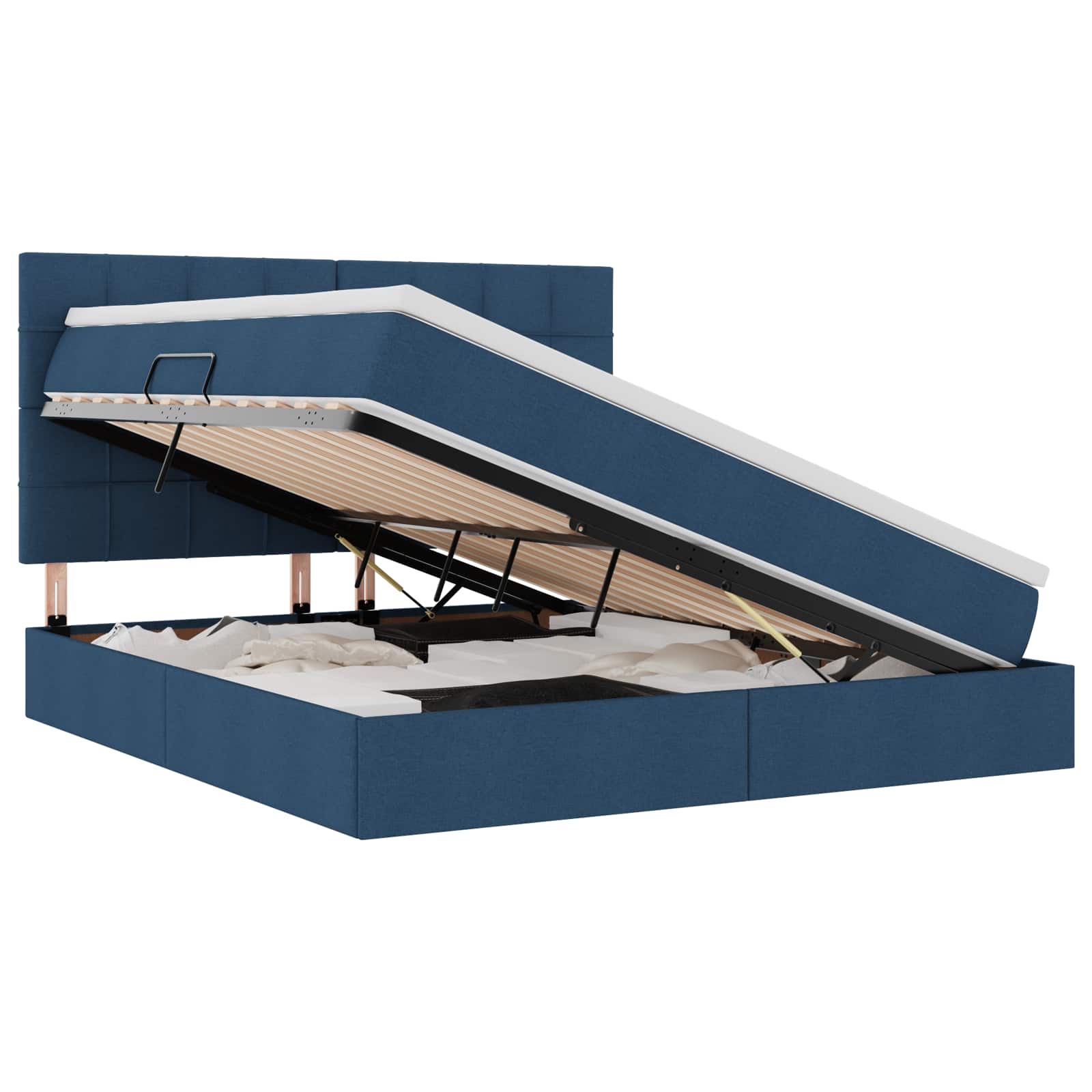 vidaXL Opslag bed met matras met hoofdeinde Blauw 180 x 200 cm Stof, foto 3
