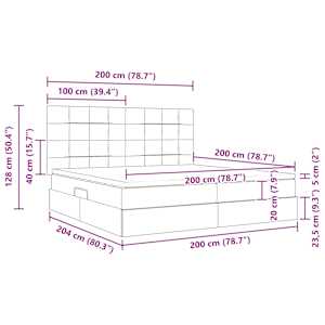 Postel s úložným prostorem a matrací Krémová 200 x 200 cm - obrázek 15