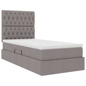 Postel s úložným prostorem a matrací s čelo Taupe 90 x 200 cm - obrázek 5