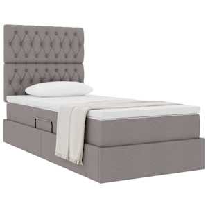 Postel s úložným prostorem a matrací s čelo Taupe 90 x 200 cm - obrázek 3