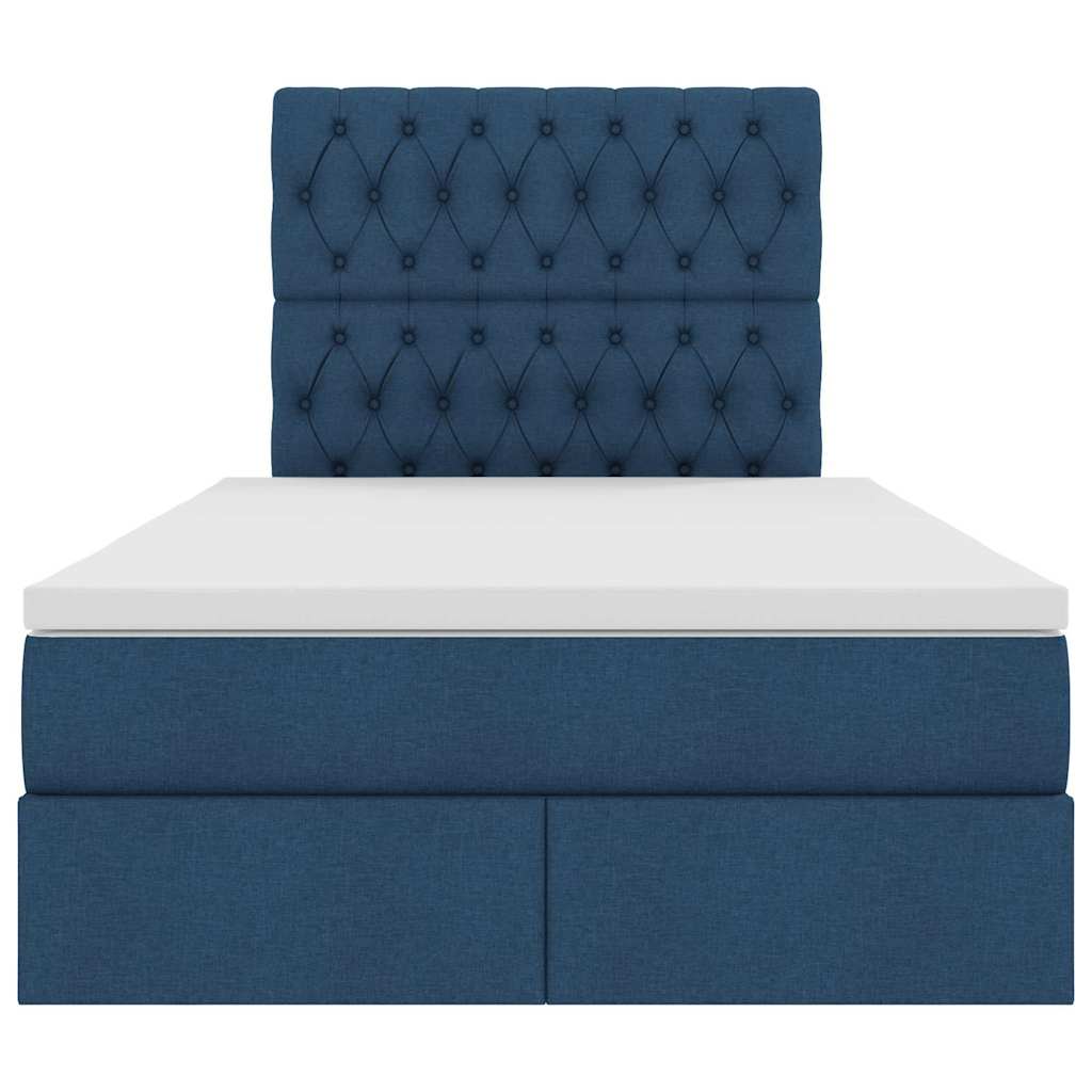 Postel s úložným prostorem a matrací Modrá 120 x 190 cm textil - obrázek 7