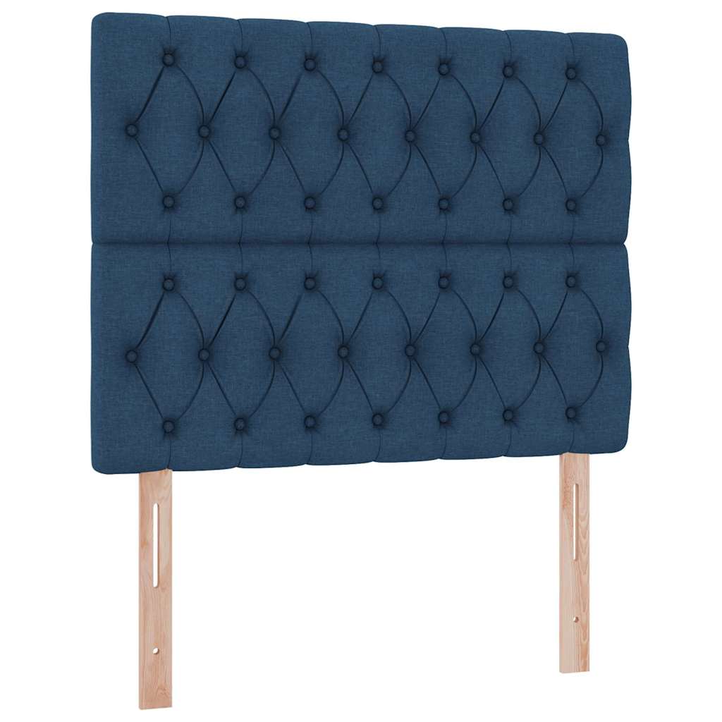 Postel s úložným prostorem a matrací Modrá 120 x 190 cm textil - obrázek 9