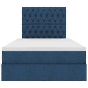Postel s úložným prostorem a matrací Modrá 120 x 190 cm textil - obrázek 7