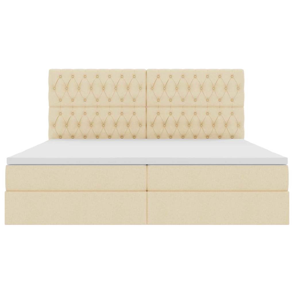Postel s úložným prostorem a matrací Krémová 200 x 200 cm - obrázek 7
