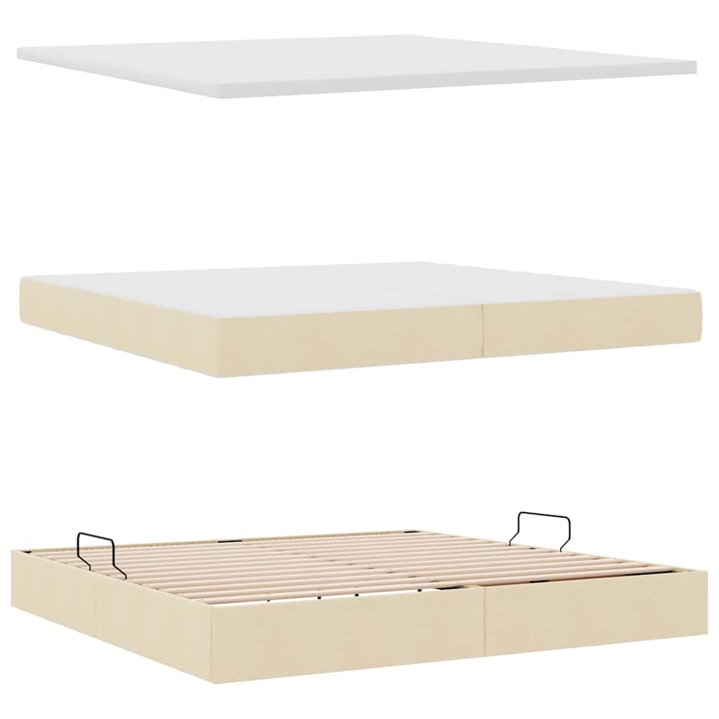 Postel s úložným prostorem a matrací Krémová 200 x 200 cm - obrázek 8