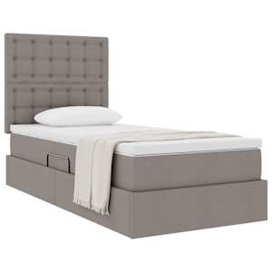 Postel s úložným prostorem a matrací s čelo Taupe 90 x 190 cm - obrázek 3