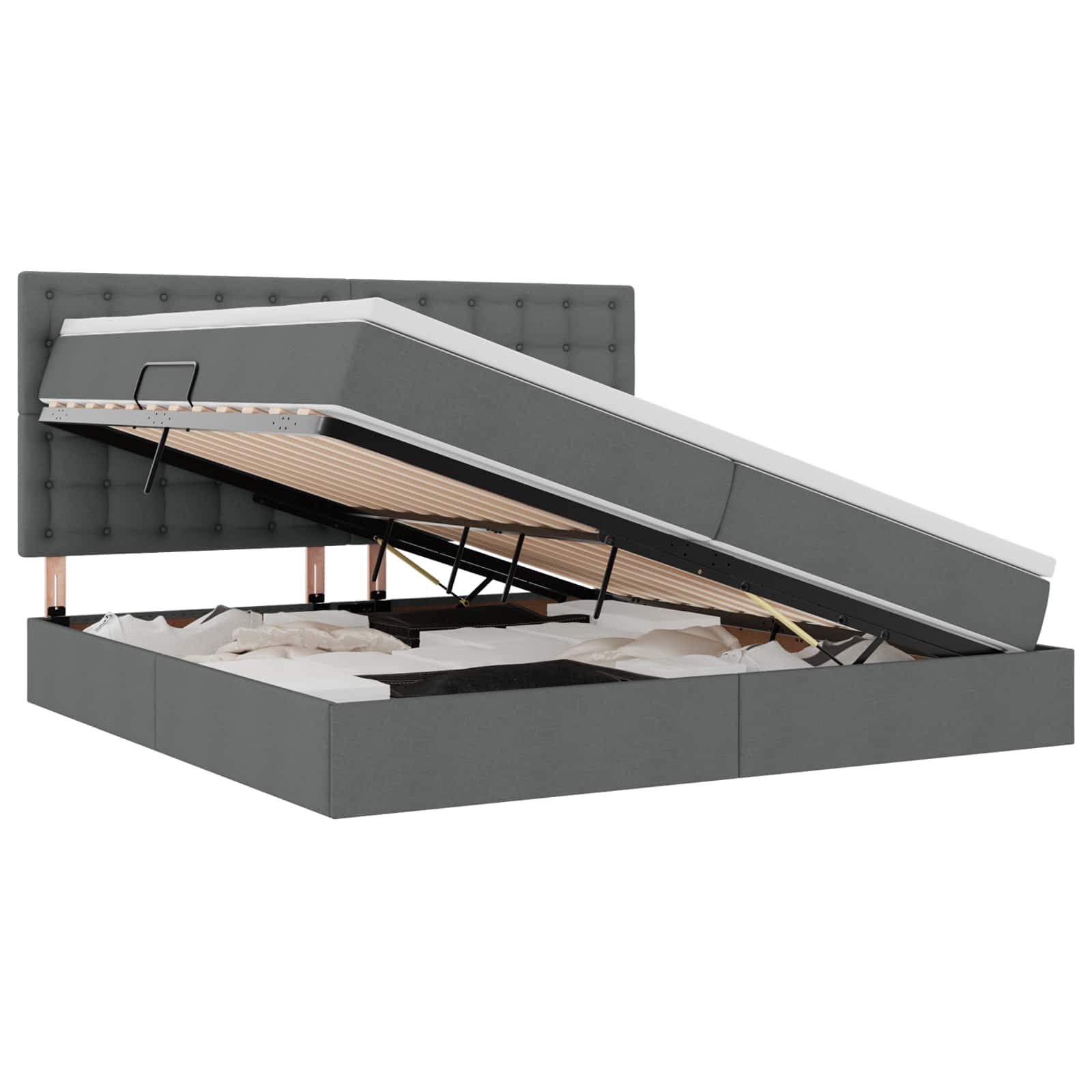 Thumbnail - vidaXL Aufbewahrungsbett mit Matratze Dunkelgrau 200 x 200 cm