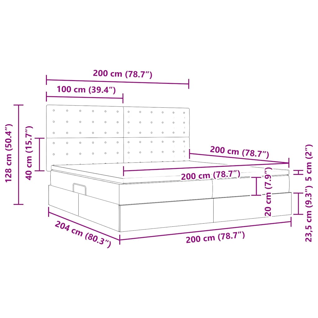 Postel s úložným prostorem a matrací Tmavě šedá 200 x 200 cm - obrázek 15