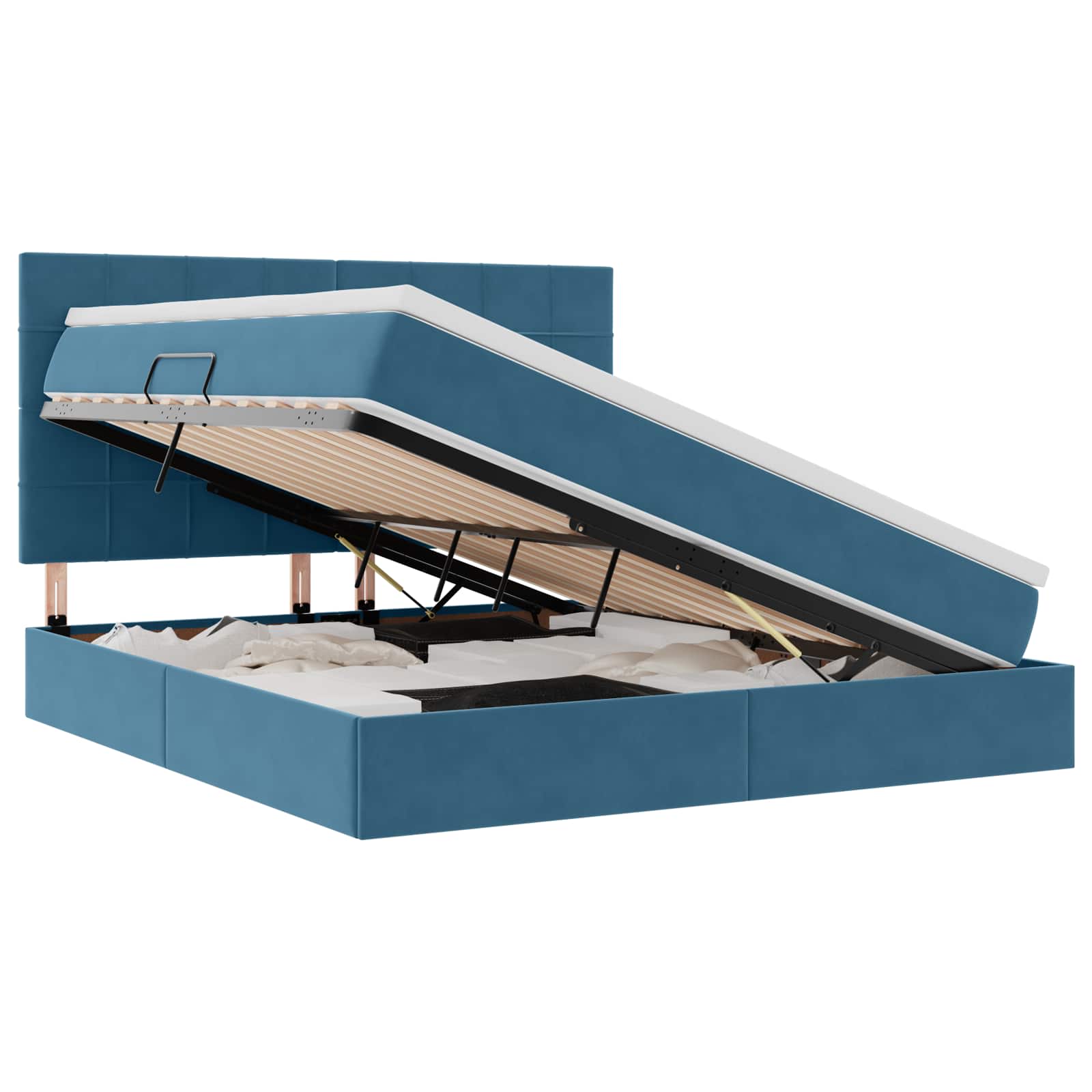 LED-valgusega hoiuvoodi peaga Tumesinine 180 x 200 cm Samet 2 Kõik vajalik sinu aeda ja koju! LED-valgusega hoiuvoodi peaga Tumesinine 180 x 200 cm Samet - Image 2