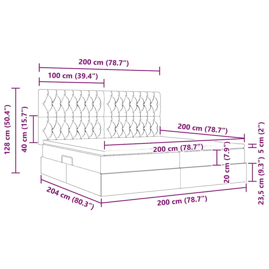 Postel s úložným prostorem a matrací Tmavě modrá 200 x 200 cm - obrázek 15