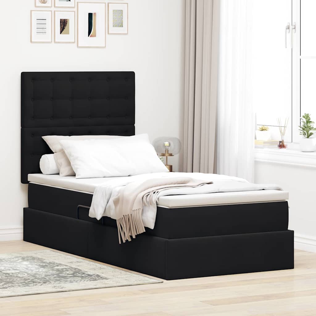 vidaXL Pat cu saltea și spațiu de depozitare Negru 90 x 200 cm Catifea
