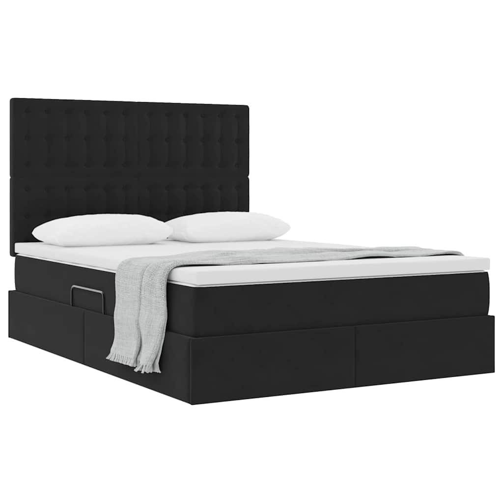 Thumbnail - vidaXL Bett mit Stauraum und LED Schwarz 140 x 200 cm Samt