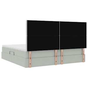 Postel s úložným prostorem a matrací Světle šedá 200 x 200 cm - obrázek 11