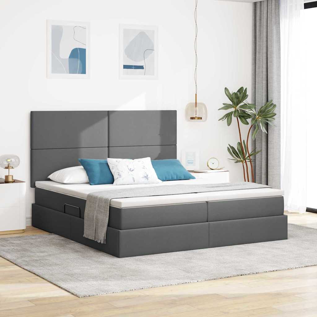 vidaXL Pat cu storage Gri închis 180 x 200 cm Piele artificială
