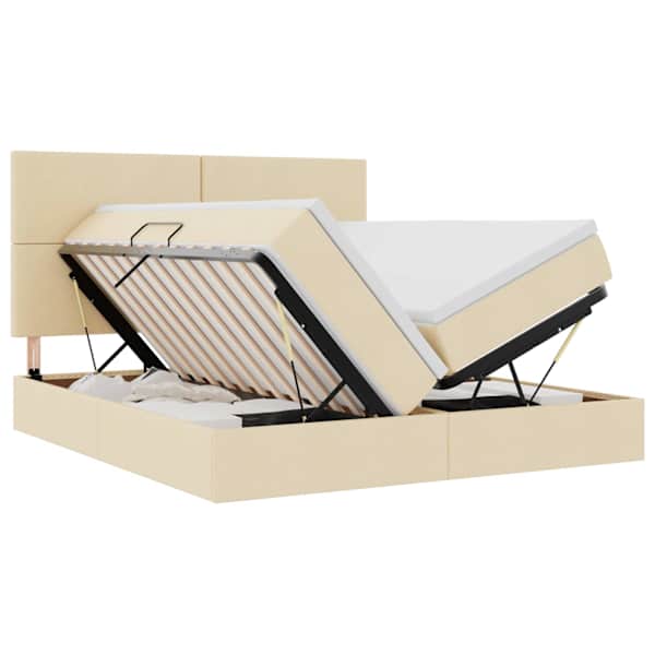 vidaXL Laos voodi peaga ladustamisega Kreem 180 x 200 cm kangas
