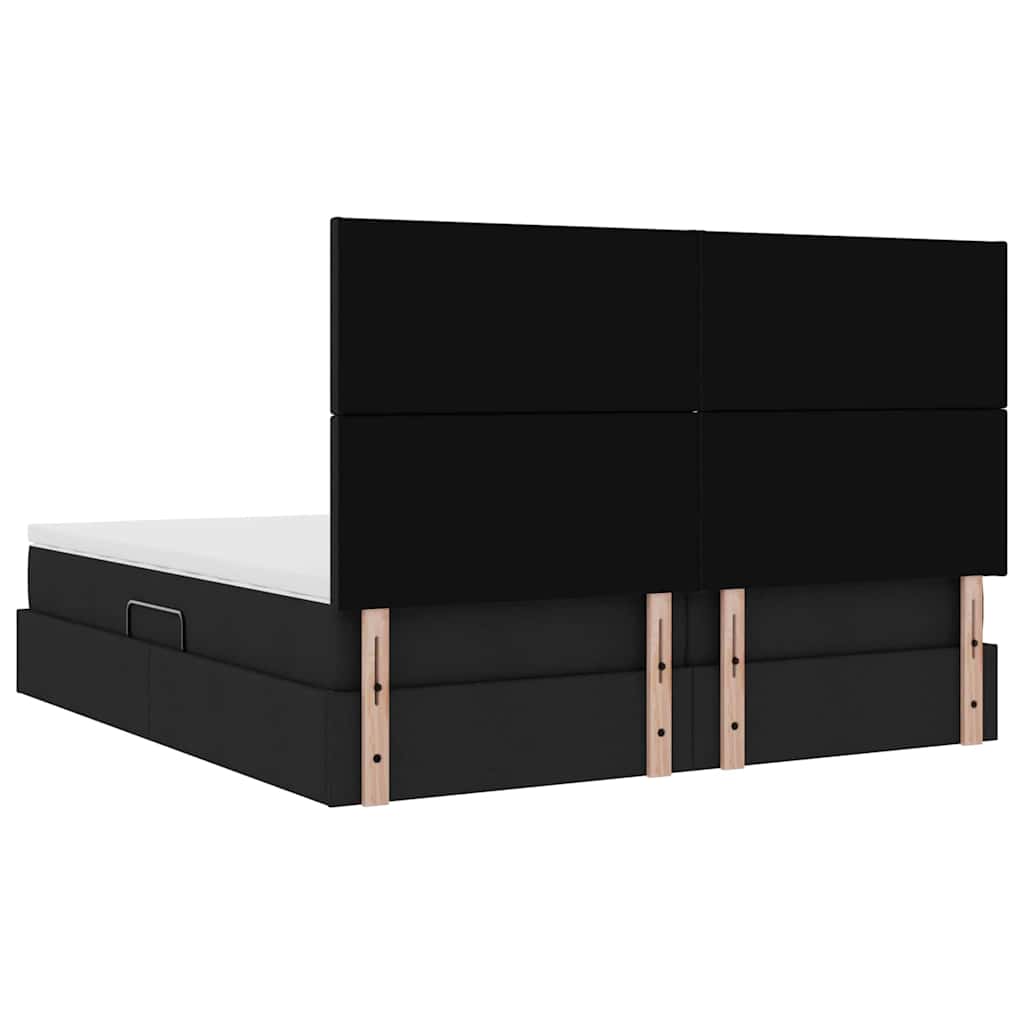 Postelja s shranjevanjem Črna 200 x 200 cm Umjetno usnje - slika 12