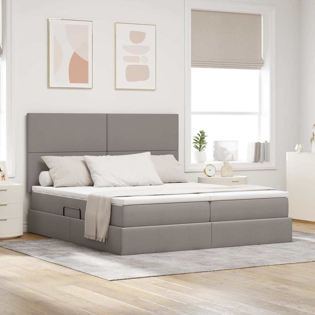 Postelja s shranjevanjem Taupe 200 x 200 cm Umjetno usnje