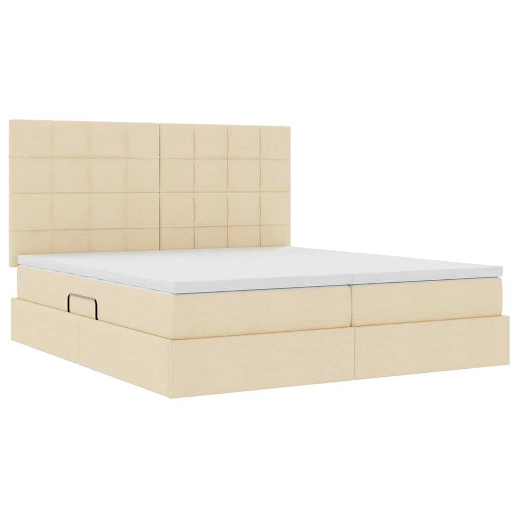 Postelja s shranjevanjem Krema 200 x 200 cm Umjetno usnje - slika 5