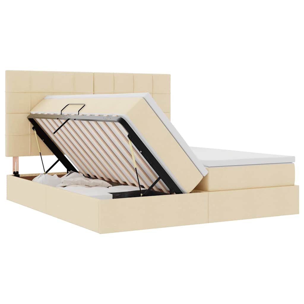 Postelja s shranjevanjem Krema 200 x 200 cm Umjetno usnje - slika 7