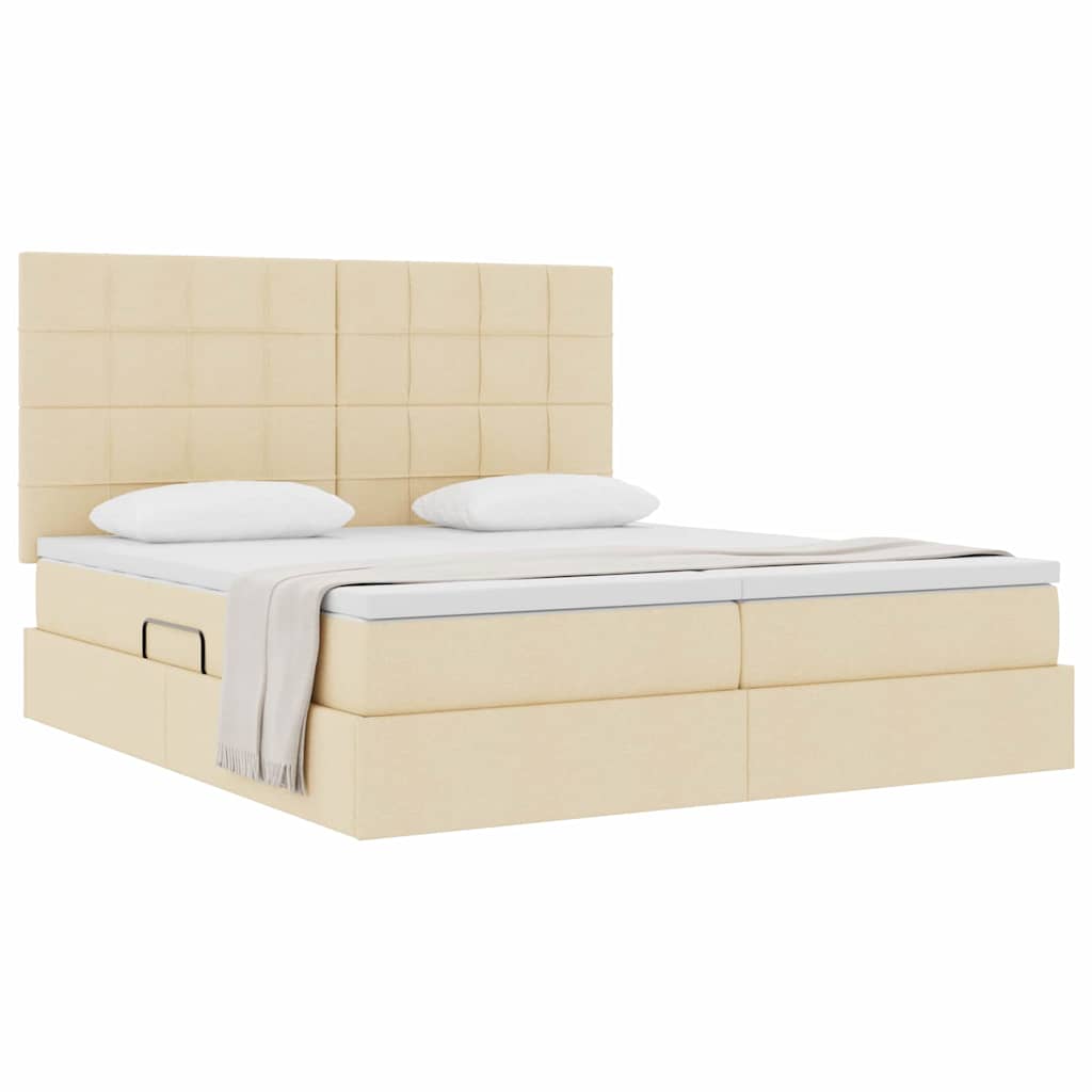 Postelja s shranjevanjem Krema 200 x 200 cm Umjetno usnje - slika 3