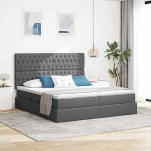 Postel s úložným prostorem Tmavě šedá 180 x 200 cm Umělá kůže - obrázek 1