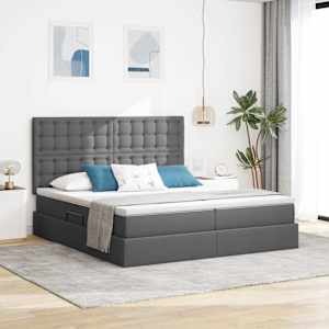 Postel s úložným prostorem Tmavě šedá 200 x 200 cm Umělá kůže - obrázek 1