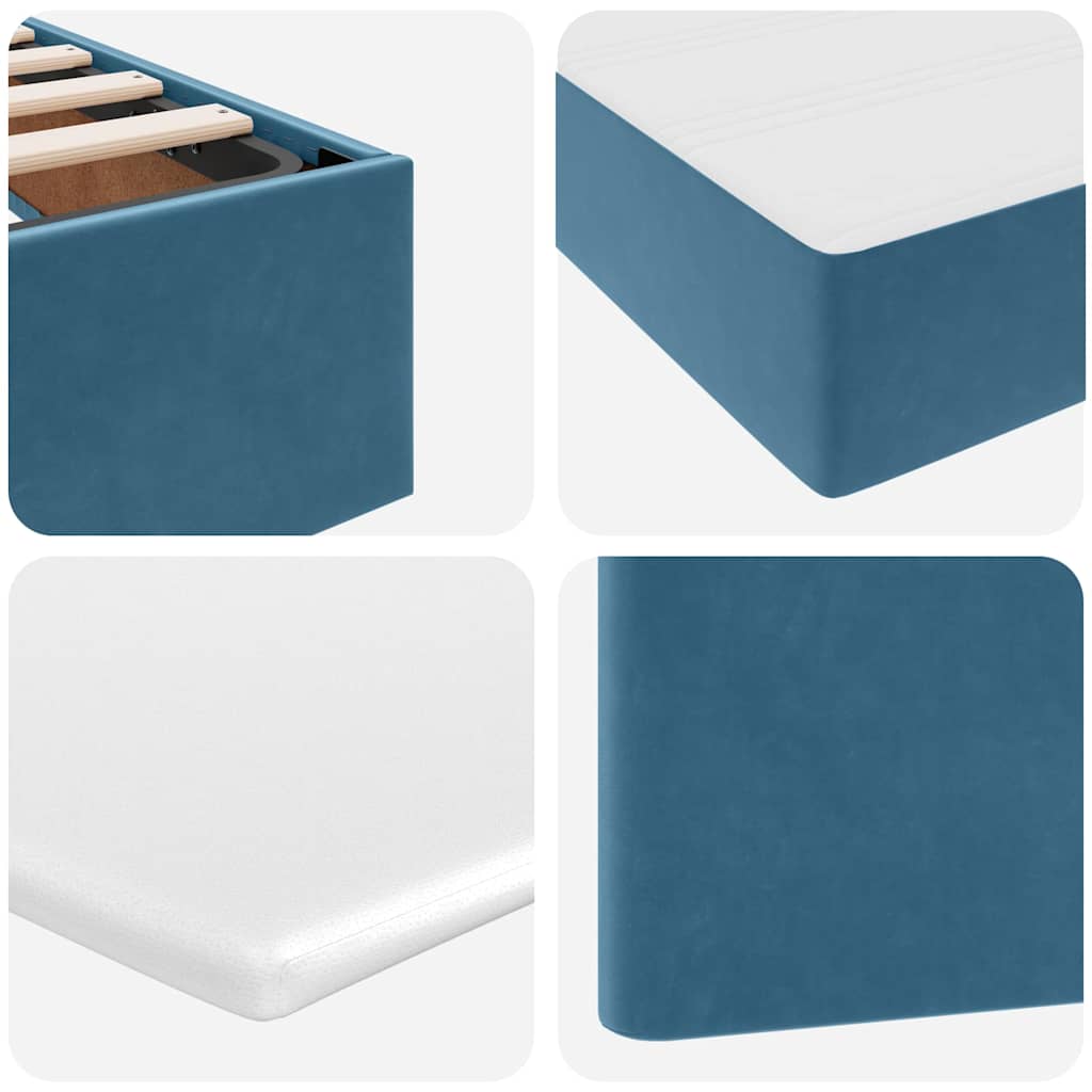 Postelja s shranjevanjem Temno modra 180 x 200 cm Žamet - slika 13